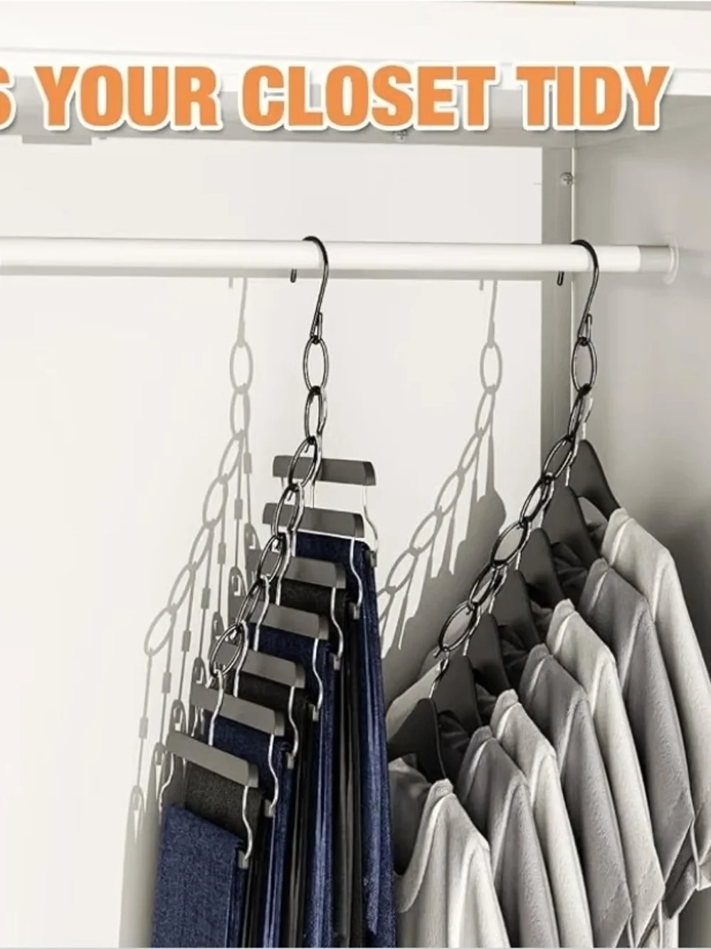 Multi-Tier Metal Chain Pants and Scarf Hanger - Black